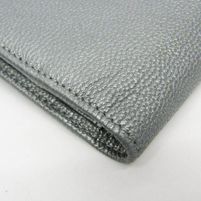 Chanel CC Button Bi-Fold Card Case Leather, Silver, Leather, Card Holder