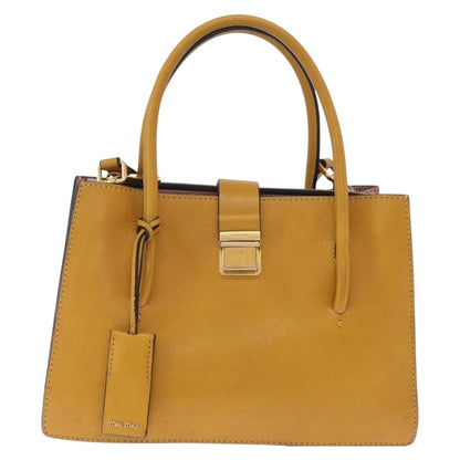 Miu Miu Madras Convertible Compartment Leather, Yellow, Leather, Tote Bag