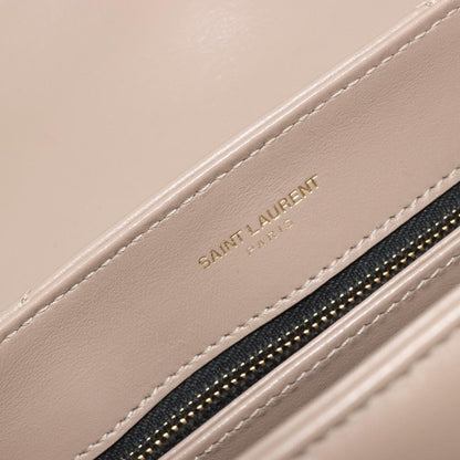Saint Laurent Loulou Puffer Quilted Leather, Beige, Leather, Shoulder Bag