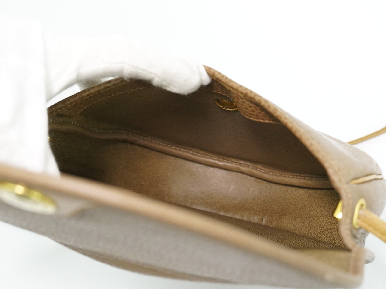 Christian Dior Vintage CD Flap Leather, Beige, Leather, Shoulder Bag