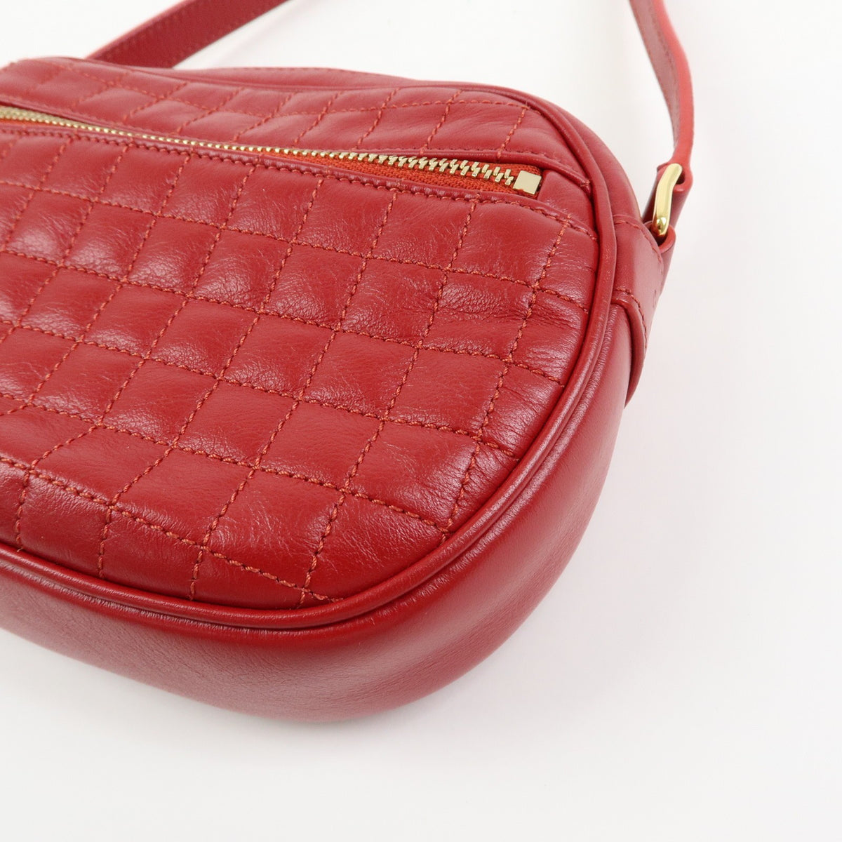 Celine C Charm Camera Quilted Leather, Red, Leather, Handbag