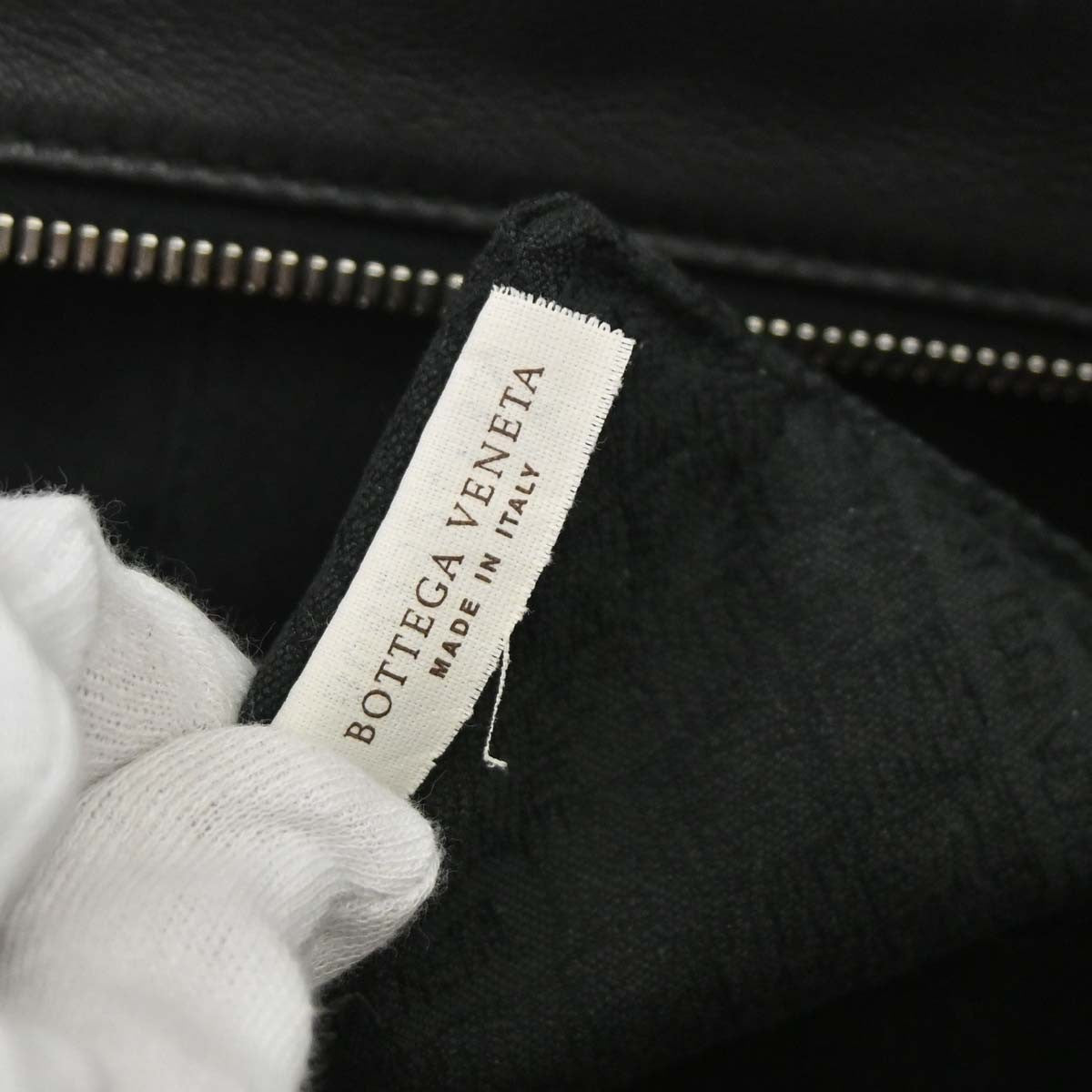 Bottega Veneta Zip Clutch Leather with Intrecciato Snakeskin Detail, Black, Leather, Clutch