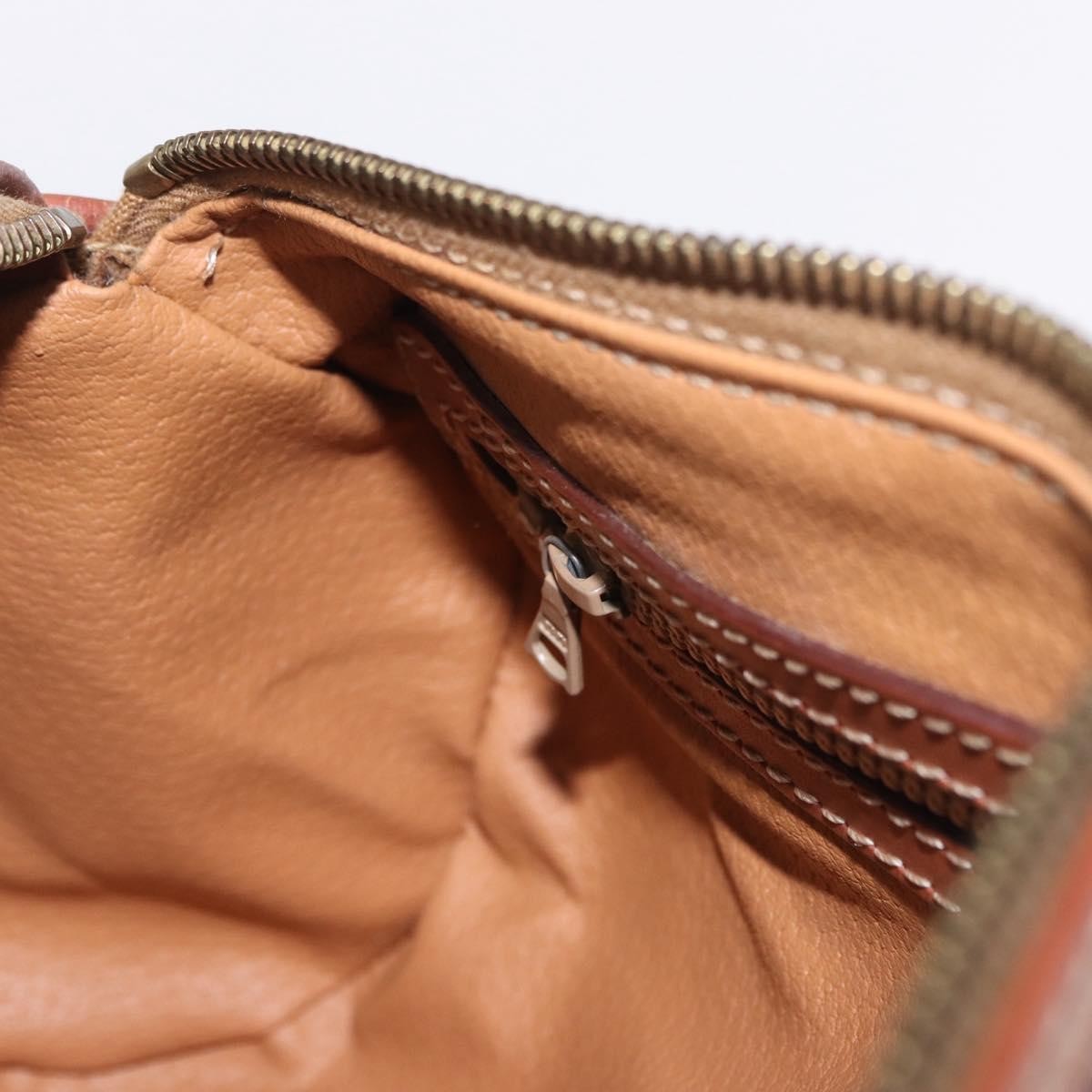Celine Vintage Barrel Macadam Canvas & Leather, Brown, PVC, Handbag