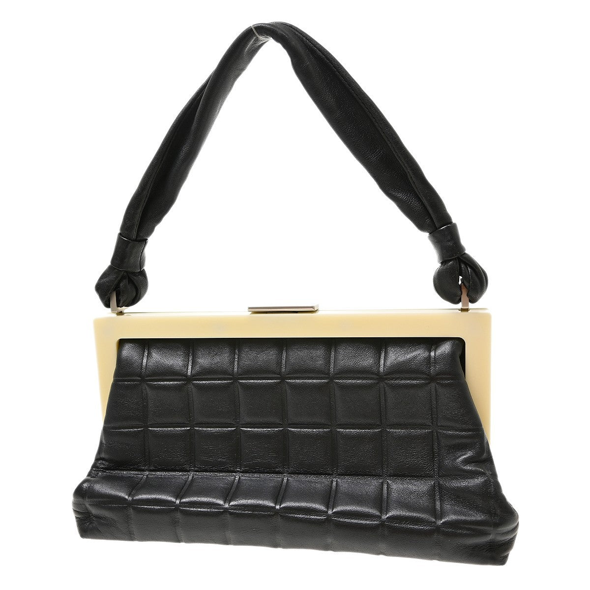 Chanel Chocolate Bar Frame Quilted Lambskin, Black, Leather, Shoulder Bag