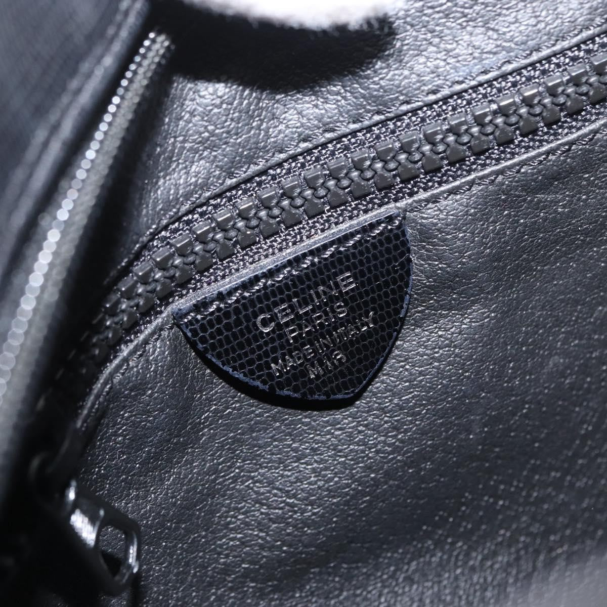 Celine Circle Logo Leather, Black, Leather, Shoulder Bag