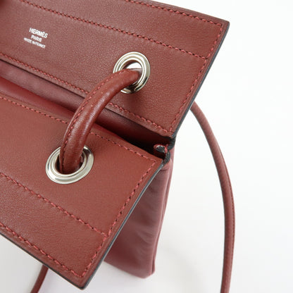 Hermes Aline Milo Lambskin and Swift, Burgundy, Leather, Handbag