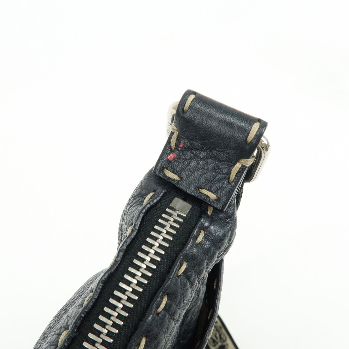 Fendi Vintage Selleria Zip Messenger Leather, Black, Leather, Handbag
