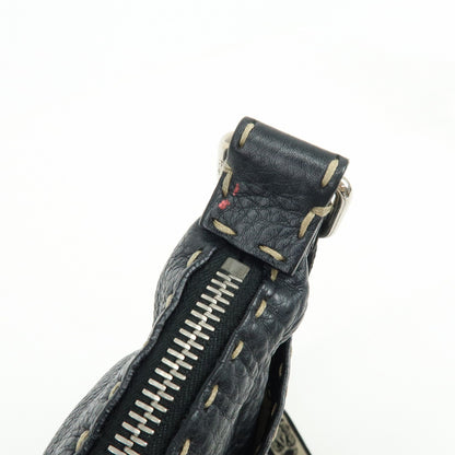 Fendi Vintage Selleria Zip Messenger Leather, Black, Leather, Handbag