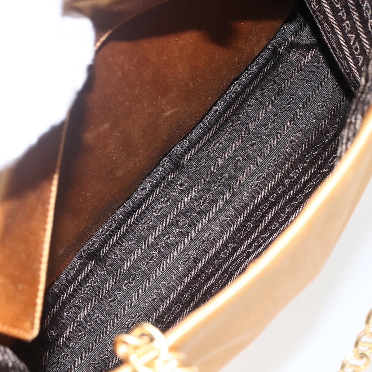 Prada Chain Satin, Gold, Satin, Shoulder Bag