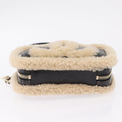 Chanel CC Mania Waist Shearling and Shiny Crumpled Sheepskin, Black, Textile, Handbag