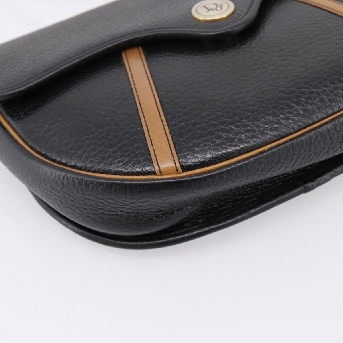 Christian Dior Vintage Flap Canvas, Black, Leather, Shoulder Bag