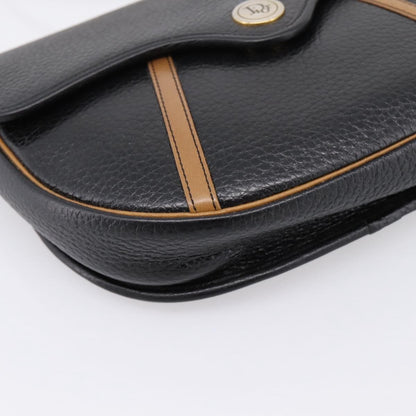 Christian Dior Vintage Flap Canvas, Black, Leather, Shoulder Bag
