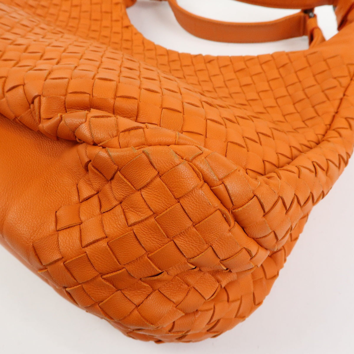 Bottega Veneta Campana Hobo Intrecciato Nappa, Orange, Leather, Shoulder Bag