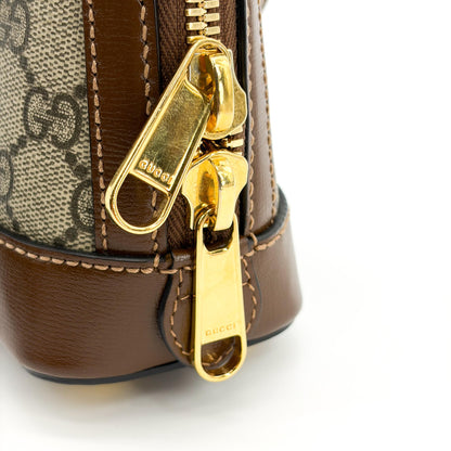 Gucci Horsebit 1955 Top Handle GG Coated Canvas with Leather, Brown, Canvas, Handbag