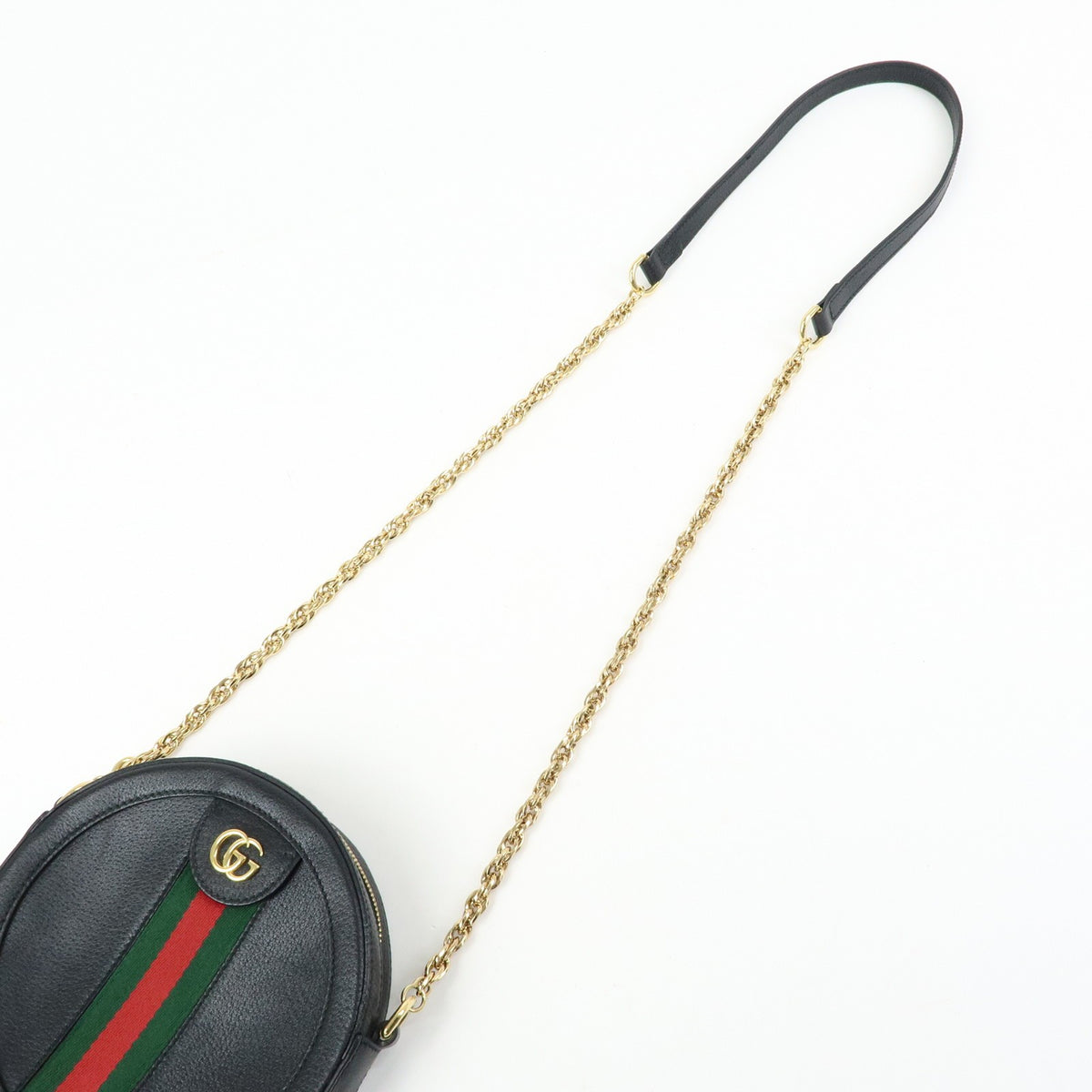 Gucci Ophidia Round Leather, Black, Leather, Shoulder Bag
