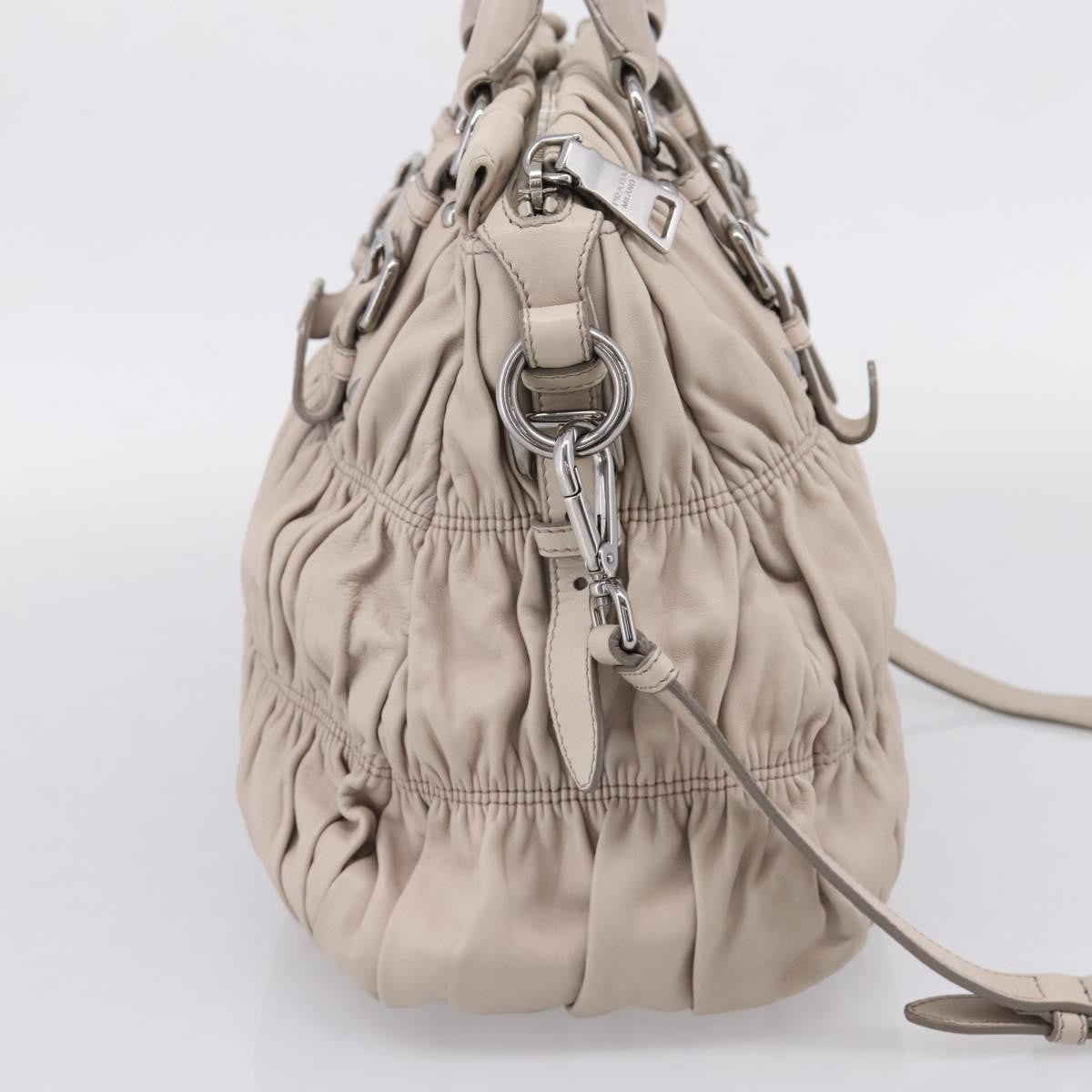 Prada Gaufre Convertible Nappa Leather, Gray, Leather, Tote Bag