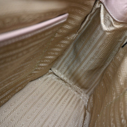 Prada Double Zip Lux Saffiano Leather, Pink, Leather, Tote Bag