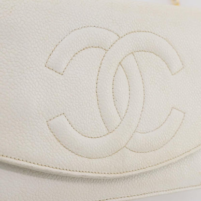 Chanel Vintage Timeless Wallet on Chain Caviar, White, Leather, Crossbody Bag
