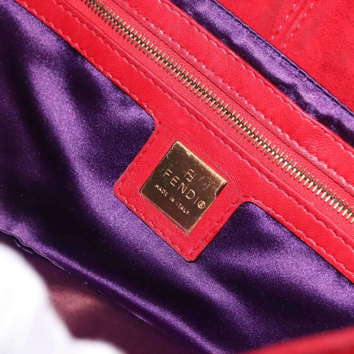 Fendi Baguette Leather, Red, Suede, Shoulder Bag