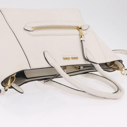 Miu Miu Madras Front Zip Leather, White, Leather, Tote Bag