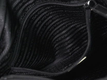 Prada Front Zip Messenger Quilted Tessuto, Black, Nylon, Shoulder Bag