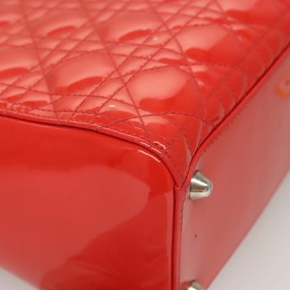 Christian Dior Vintage Lady Dior Patent Patent leather, "red + Silver", Patent Leather, Handbag