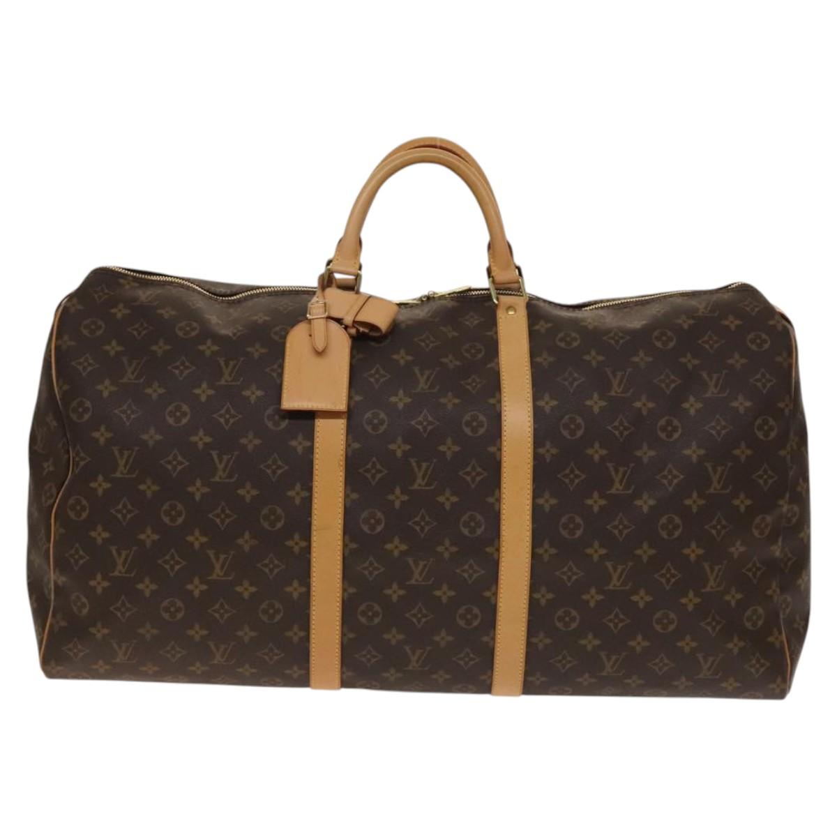 Louis Vuitton Keepall Bag Monogram Canvas, BROWN, CANVAS, Travel bag
