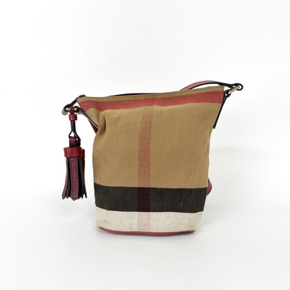 Burberry Ashby House Check Canvas, Beige, Canvas, Handbag