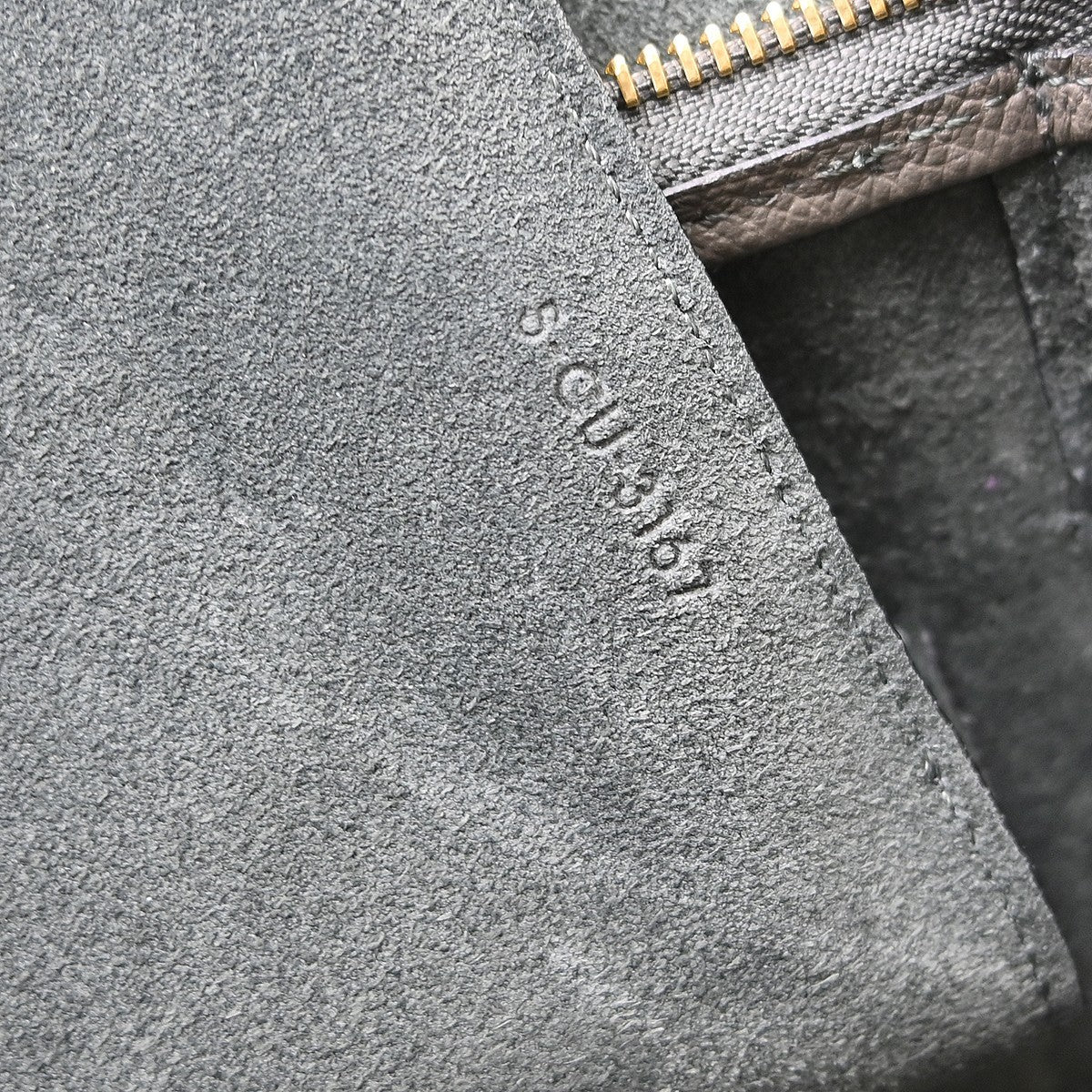 Celine Belt Leather, Gray, Leather, Handbag