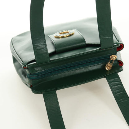 Celine Circle Logo Leather, Green, Leather, Shoulder Bag