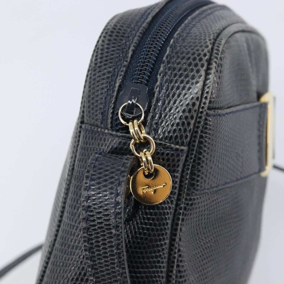 Salvatore Ferragamo Vala Leather, Navy, Leather, Shoulder Bag