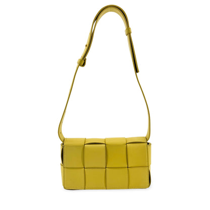 Bottega Veneta Cassette Belt Maxi Intrecciato Leather, Yellow, Leather, Clutch