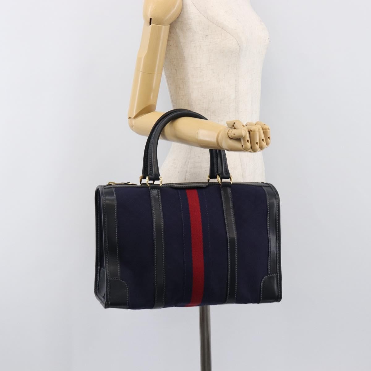 Gucci Vintage Web Boston GG Canvas, Navy, Canvas, Handbag
