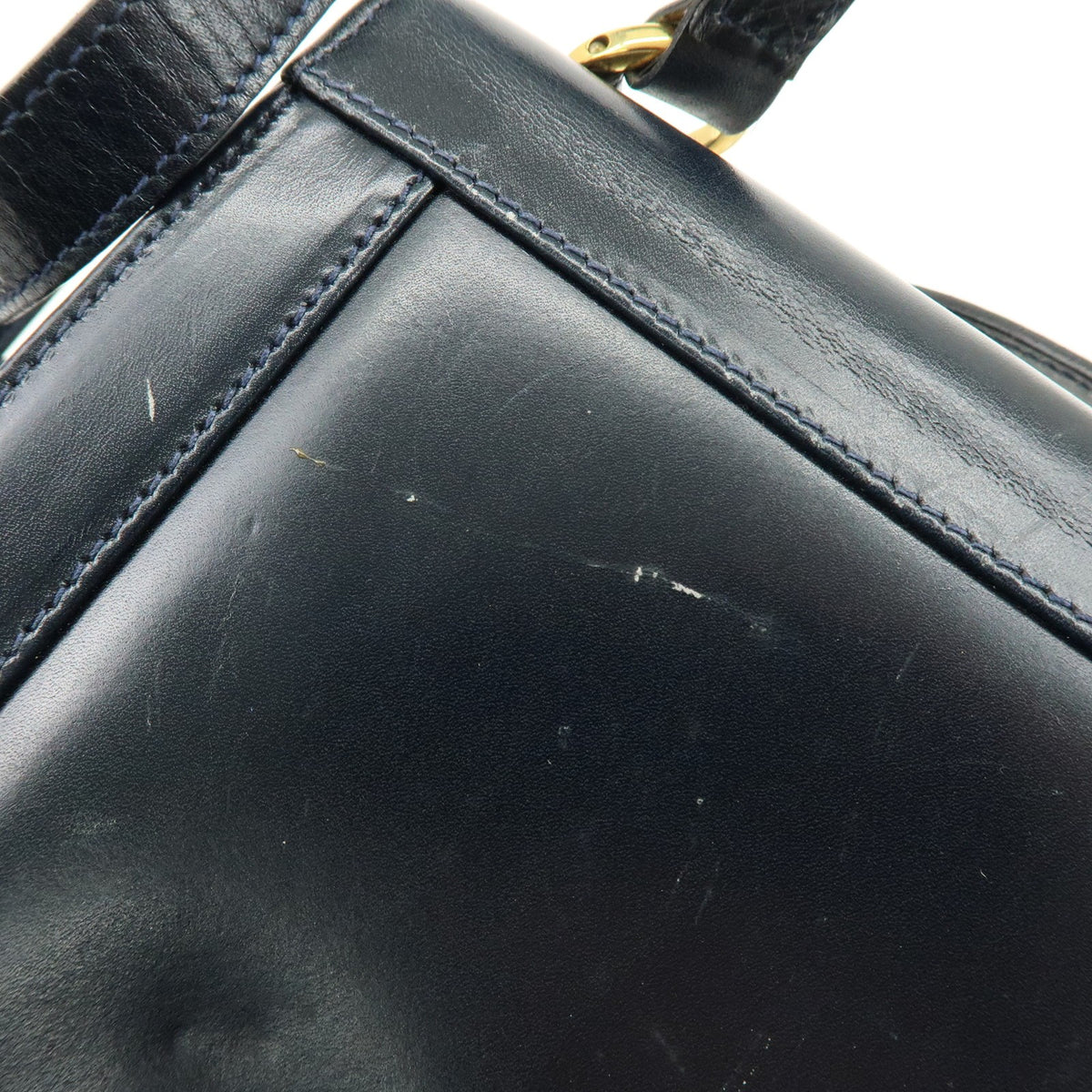 Salvatore Ferragamo Vintage Gancini Flap Leather, Navy, Leather, Shoulder Bag