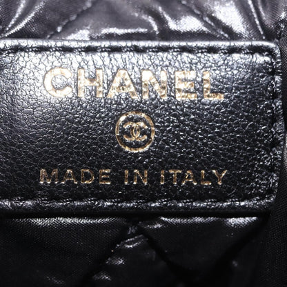 Chanel Bicolor Boy O Case Clutch Lambskin, Black, Leather, Clutch