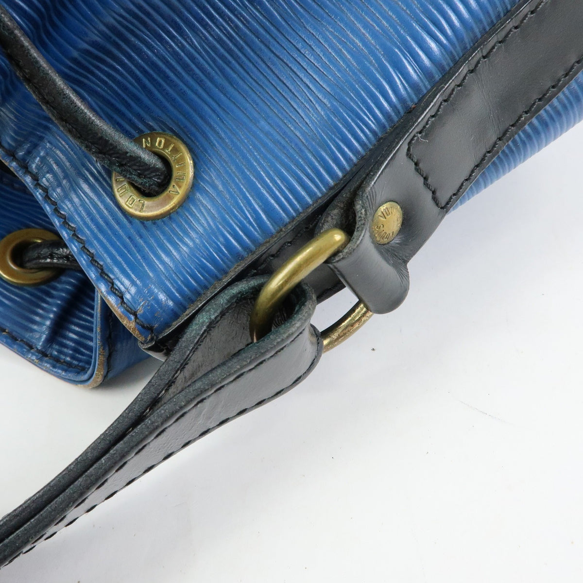 Louis Vuitton Bicolor Petit Noe Epi Leather, Blue, Leather, Handbag