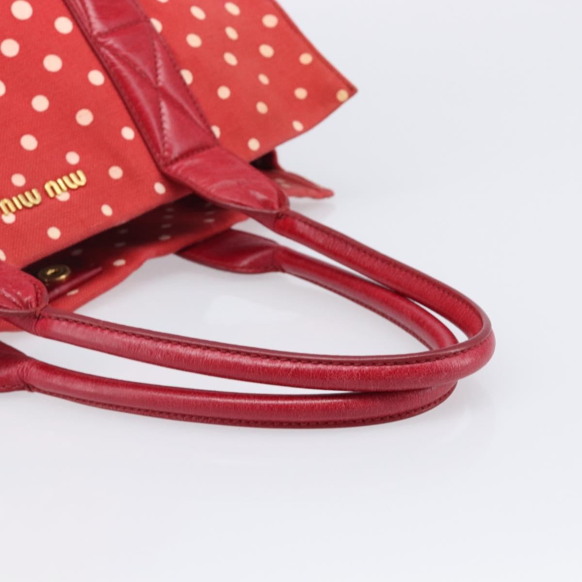 Miu Miu Beau Top Handle Leather, Red, Canvas, Handbag