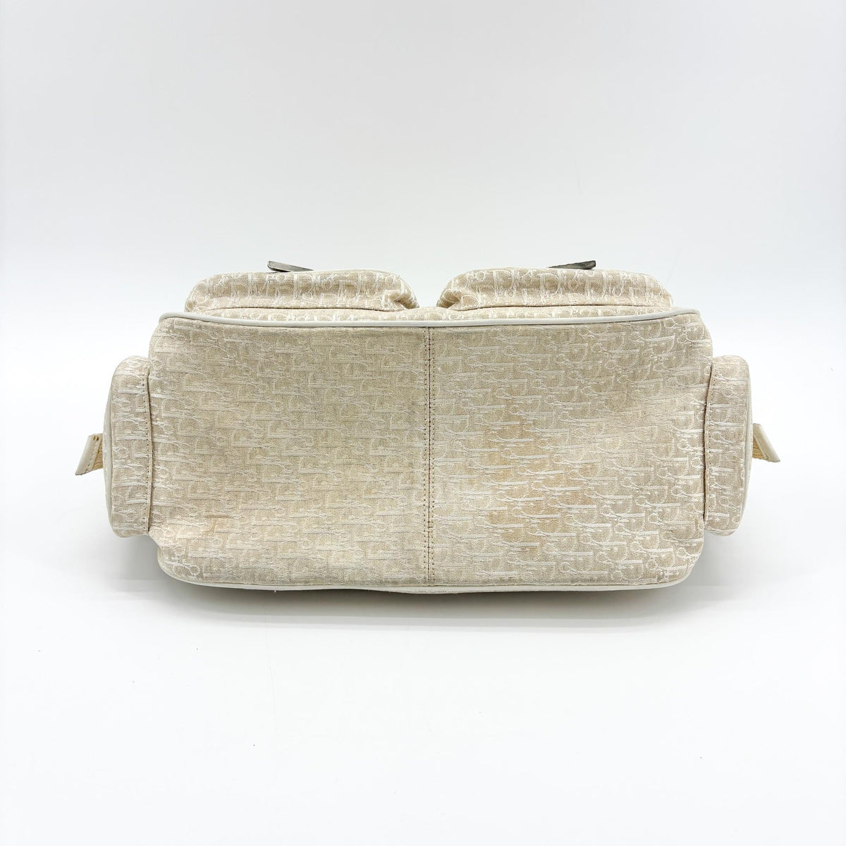 Christian Dior Vintage Trotter Street Chic Pocket Hobo Diorissimo Canvas, White, Canvas, Shoulder Bag