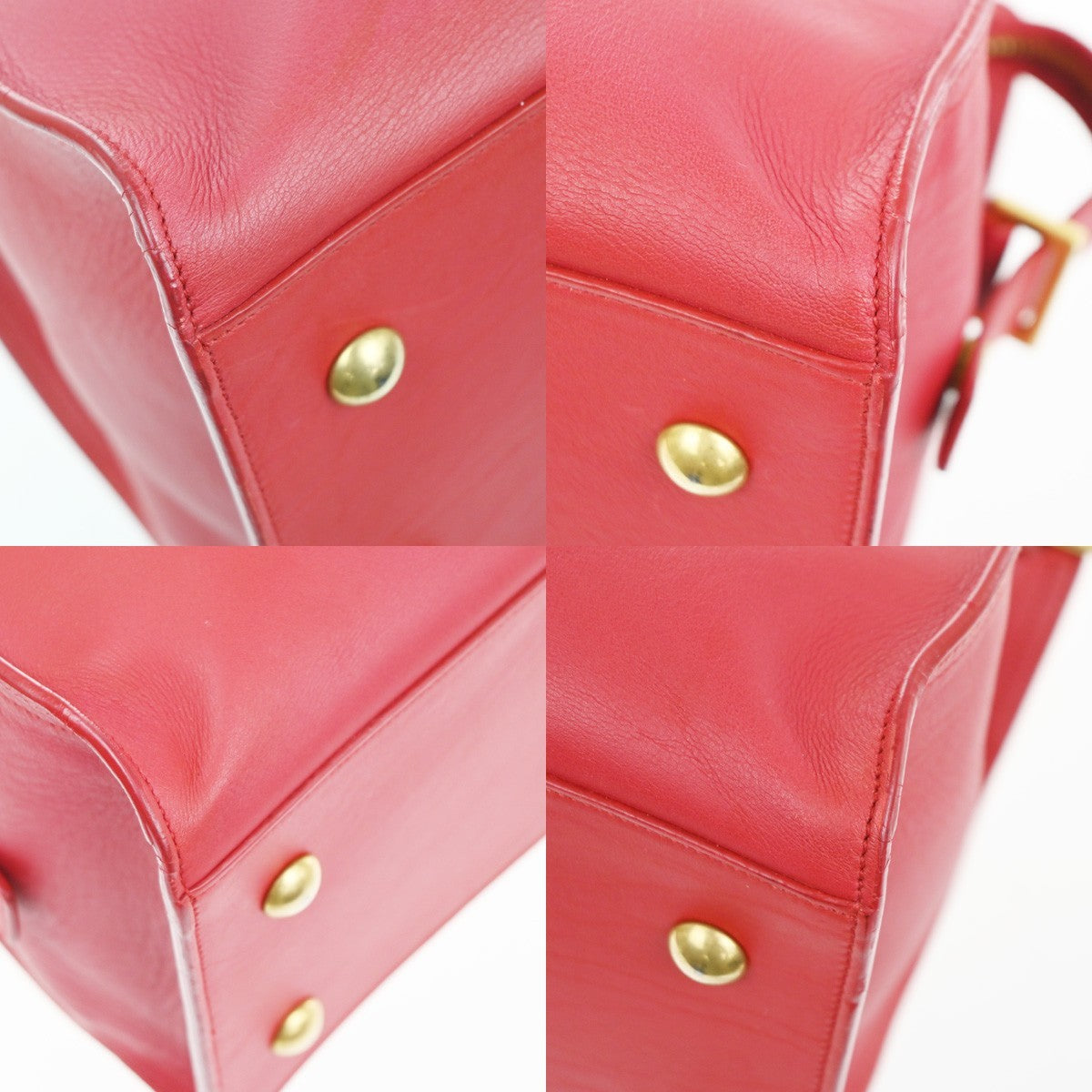 Saint Laurent Chyc Cabas Leather, Red, Leather, Tote Bag