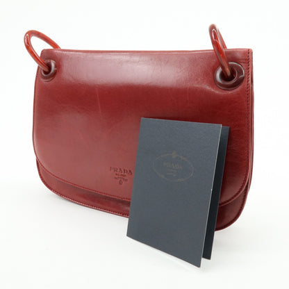 Prada Shoulder Leather, Red, Leather, Shoulder Bag