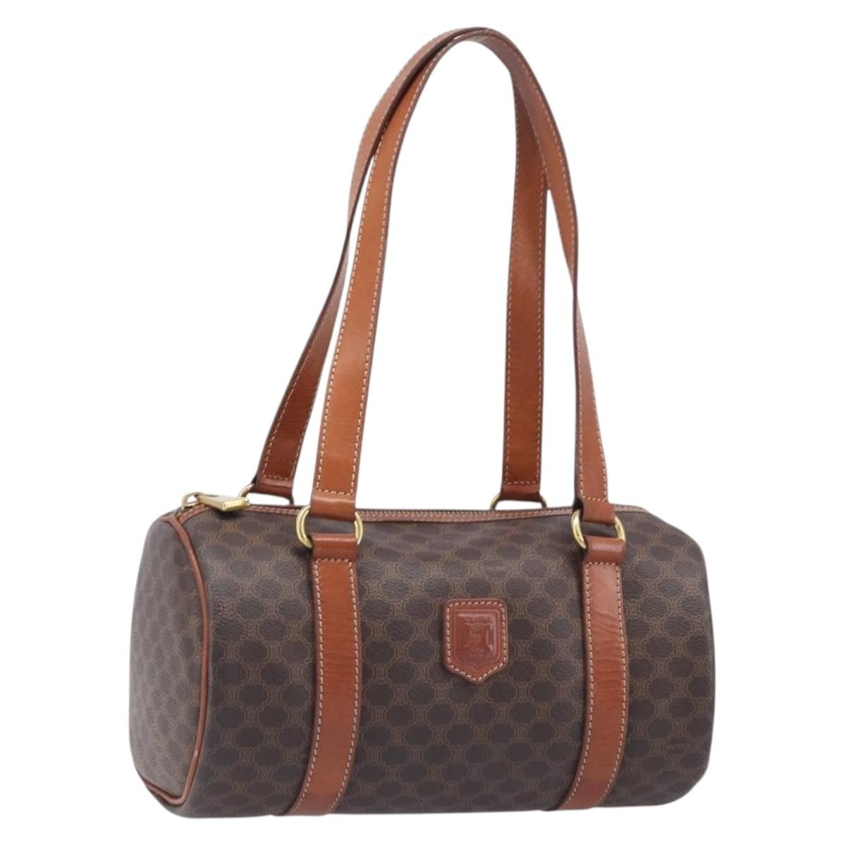 Celine Vintage Macadam Canvas and Leather, Brown, PVC, Handbag