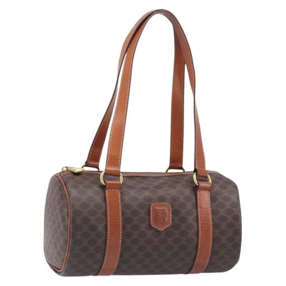 Celine Vintage Macadam Canvas and Leather, Brown, PVC, Handbag