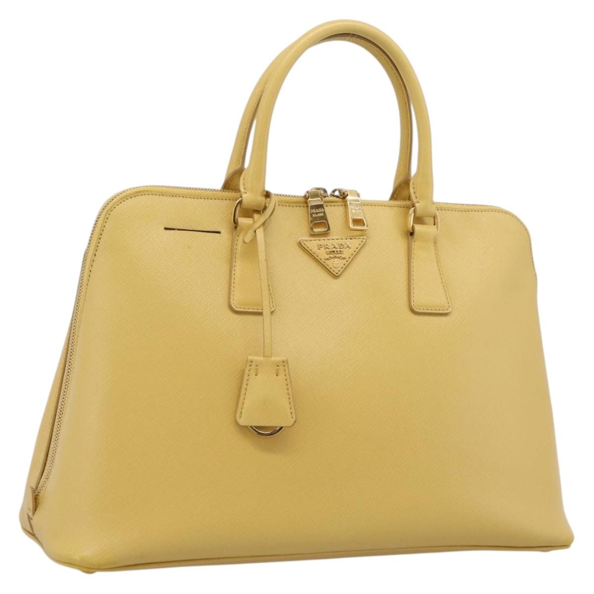 Prada Promenade Saffiano Leather, Yellow, Leather, Handbag