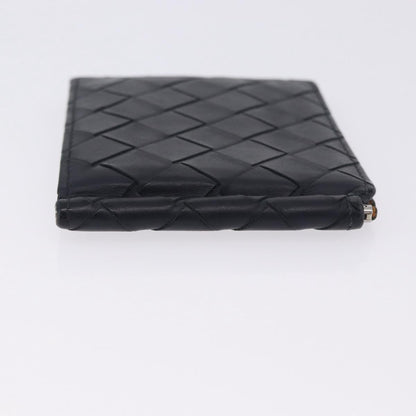 Bottega Veneta Bifold Card Holder Intercciato Leather, Navy, Leather, Card Holder