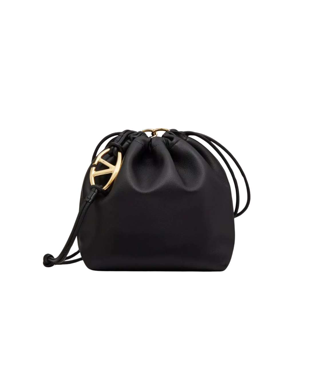 Valentino Garavani VLogo Pouf Bucket Bag Leather, BLACK, LEATHER, Shoulder bag
