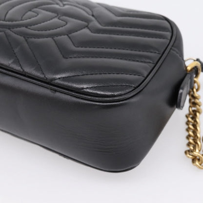 Gucci GG Marmont Monochrome Matelasse Leather, Black, Leather, Shoulder Bag