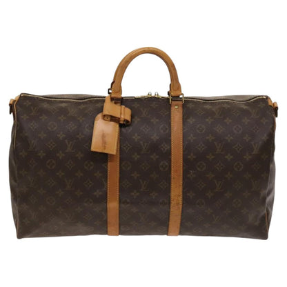 Louis Vuitton Keepall Bandouliere Bag Monogram Canvas, BROWN, LEATHER, Travel bag