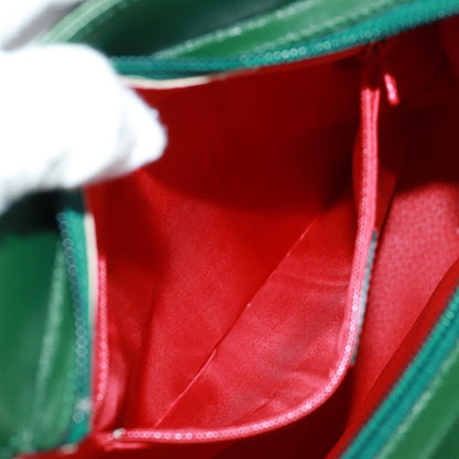 Celine Circle Logo Leather, Green, Leather, Shoulder Bag