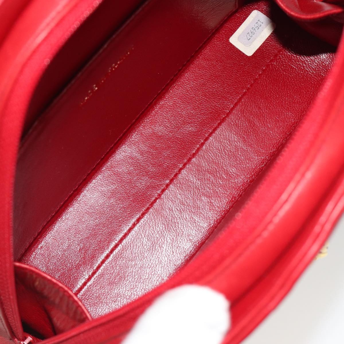 Chanel Vintage Chain Evening Mixed Quilt Lambskin, Red, Leather, Clutch