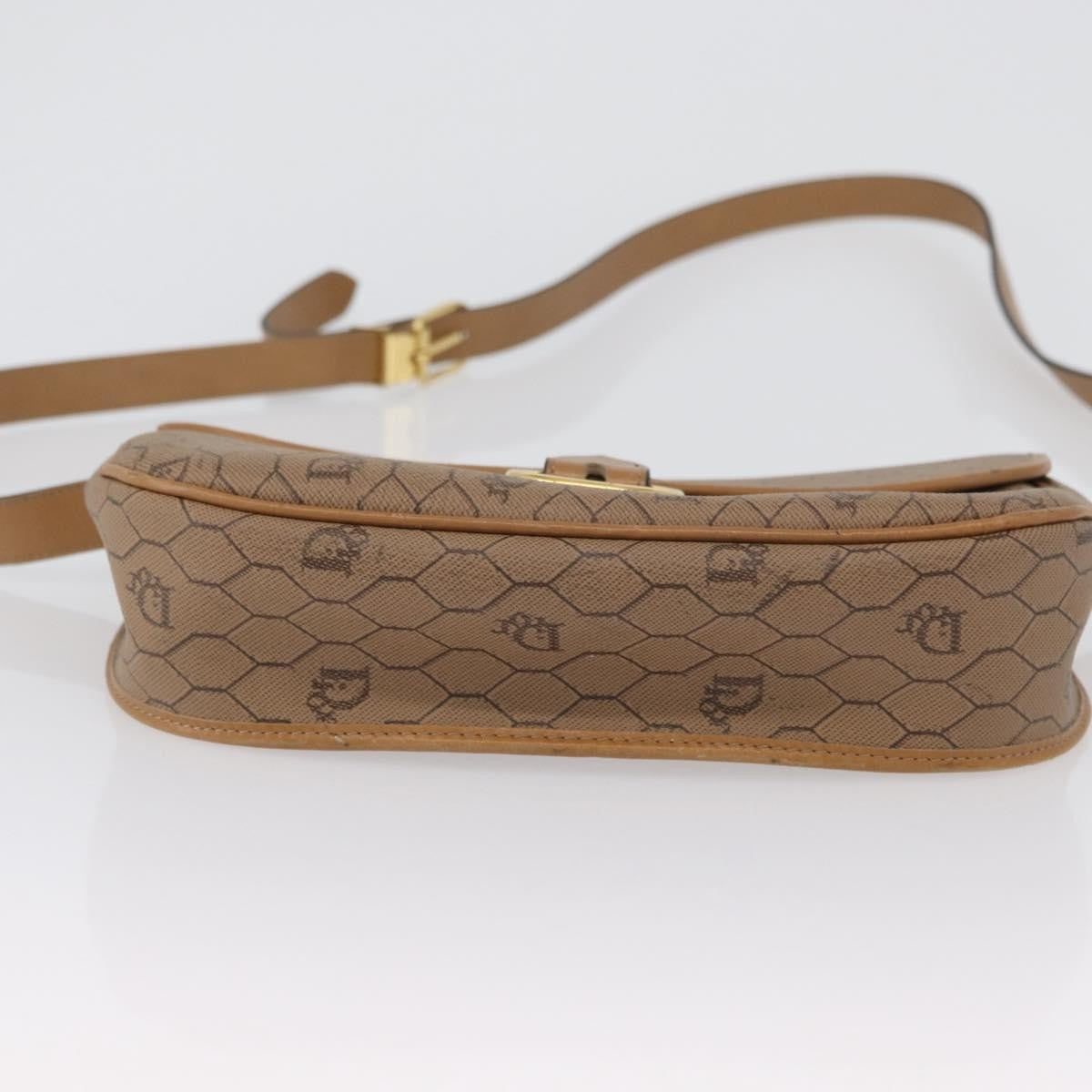 Christian Dior Vintage Honeycomb Canvas and Leather, Beige, Canvas, Shoulder Bag